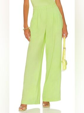 WeWoreWhat High Rise Pleated Wide Leg Pants Sharp Green Womens 2 New NWT